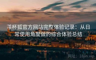 茶杯狐官方网站完整体验记录：从日常使用角度做的综合体验总结