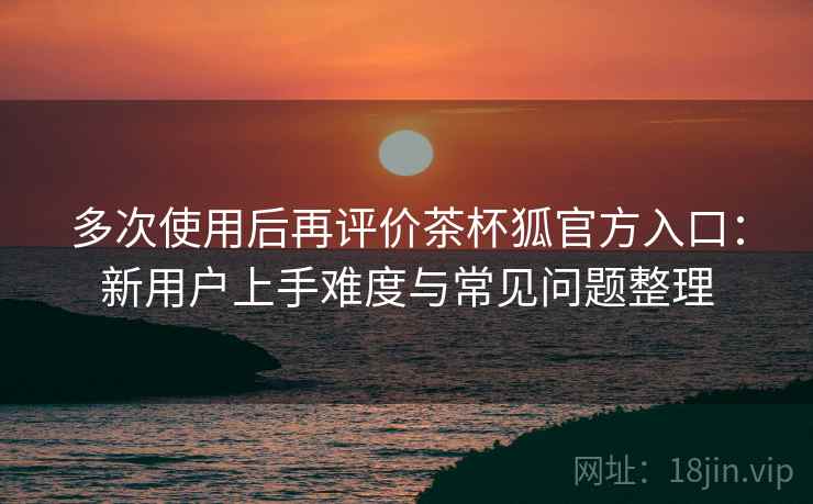 多次使用后再评价茶杯狐官方入口：新用户上手难度与常见问题整理-第2张图片
